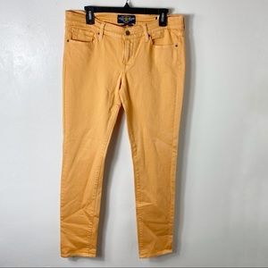 Lucky Brand Womens 10 Charlie Skinny Solid Orange Jeans